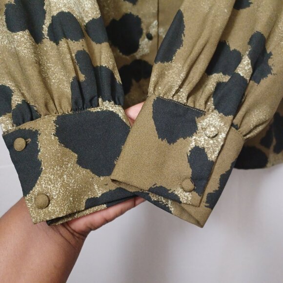 VERO MODA WOMEN'S ANIMAL PRINT LONG SLEEVE BUTTON UP BLOUSE - Picture 6 of 11